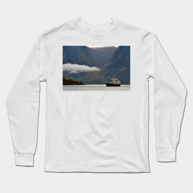 Aurlandsfjord Flam Norwegian Fjord Norway Long Sleeve T-Shirt by Andy Evans Photos